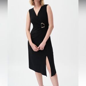 Joseph Ribkoff Black Sleeveless V-neck Evening Midi Dress Size 10